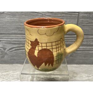 Folk Art Pottery Rooster Chicken Handmade Signed Farmhouse Clay 4” Farm